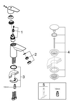 GROHE BAUEDGE umyvadlová stojánková baterie, chrom 23330001 Obrázek - fotka