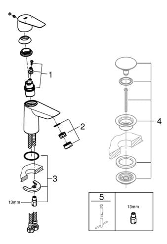 GROHE BAUEDGE umyvadlová stojánková baterie, chrom 23330001 Obrázek - fotka