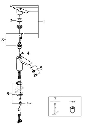 GROHE EUROSMART umyvadlová stojánková baterie, studený start, chrom 23372003 Obrázek - fotka