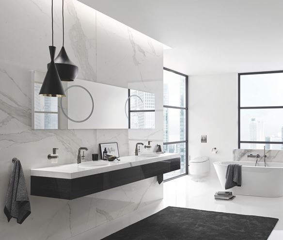 GROHE ESSENCE NEW umyvadlová stojánková baterie, s odtokovou soupravou, kartáčovaný hard graphite 24173AL1 Obrázek - fotka