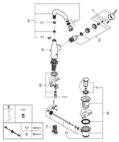 GROHE ESSENCE NEW umyvadlová stojánková baterie, s odtokovou soupravou, kartáčovaný hard graphite 24173AL1 Obrázek - fotka