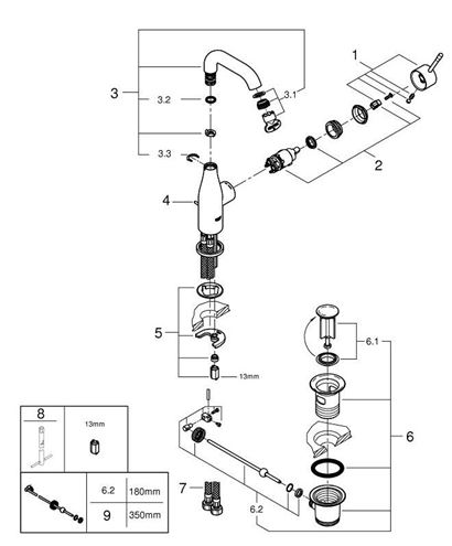 GROHE ESSENCE NEW umyvadlová stojánková baterie, s odtokovou soupravou, hard graphite 24173A01 Obrázek - fotka