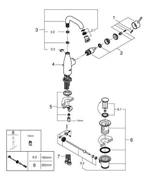 GROHE ESSENCE NEW umyvadlová stojánková baterie, s odtokovou soupravou, hard graphite 24173A01 Obrázek - fotka