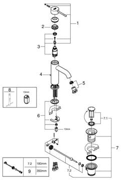 GROHE ESSENCE NEW umyvadlová stojánková baterie, s odtokovou soupravou, supersteel 24171DC1 Obrázek - fotka