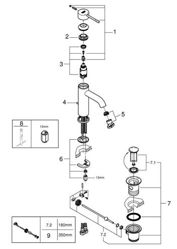 GROHE ESSENCE NEW umyvadlová stojánková baterie, s odtokovou soupravou, kartáčovaný hard graphite 24171AL1 Obrázek - fotka