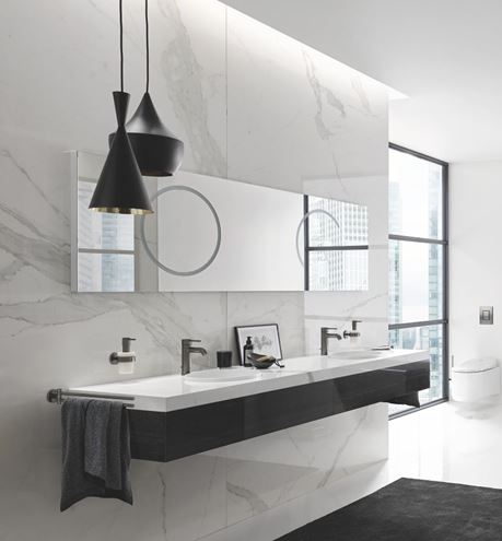 GROHE ESSENCE NEW umyvadlová stojánková baterie, s odtokovou soupravou, kartáčovaný hard graphite 24171AL1 Obrázek - fotka