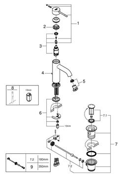 GROHE ESSENCE NEW umyvadlová stojánková baterie, s odtokovou soupravou, hard graphite 24171A01 Obrázek - fotka
