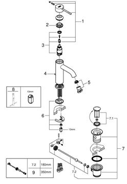 GROHE ESSENCE NEW umyvadlová stojánková baterie, s odtokovou soupravou, kartáčovaný cool sunrise 24171GN1 Obrázek - fotka