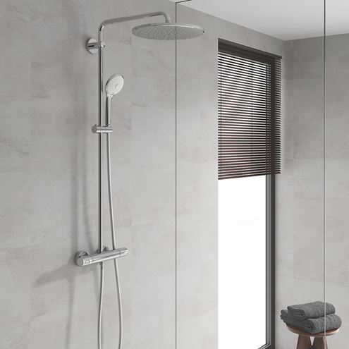 GROHE EUPHORIA SYSTEM 310 sprchový set s termostatickou baterií, horní sprcha, ruční sprcha se 3 proudy, tyč, hadice, chrom 26723000 Obrázek - fotka