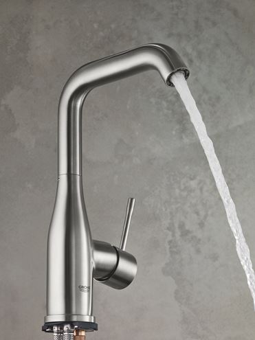 GROHE ESSENCE NEW umyvadlová stojánková baterie, s odtokovou soupravou, supersteel 24174DC1 Obrázek - fotka