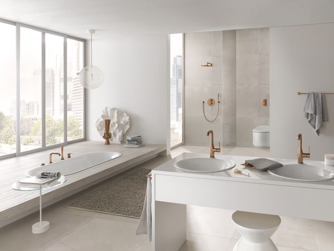 GROHE ESSENCE NEW umyvadlová stojánková baterie, s odtokovou soupravou, kartáčovaný warm sunset 24174DL1 Obrázek - fotka