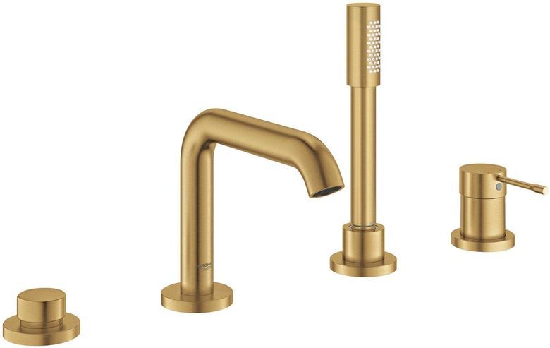 GROHE ESSENCE NEW baterie na okraj vany, 4-otvorová, s přepínačem, se sprchovou soupravou, kartáčovaný cool sunrise 25251GN1 Obrázek - Hlavní obrázek