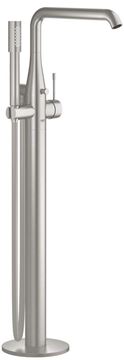 GROHE ESSENCE NEW vanová baterie na podlahu, s přepínačem, se sprchovou soupravou, supersteel