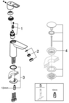 GROHE BAULOOP umyvadlová stojánková baterie, chrom 23917001 Obrázek - fotka
