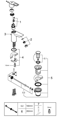 GROHE BAULOOP umyvadlová stojánková baterie, s odtokovou soupravou, chrom 23877001 Obrázek - fotka