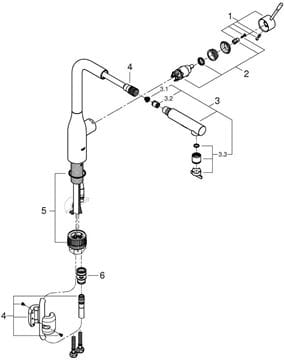 GROHE ESSENCE NEW dřezová baterie, s vytahovací sprškou, hard graphite 30504A00 Obrázek - fotka