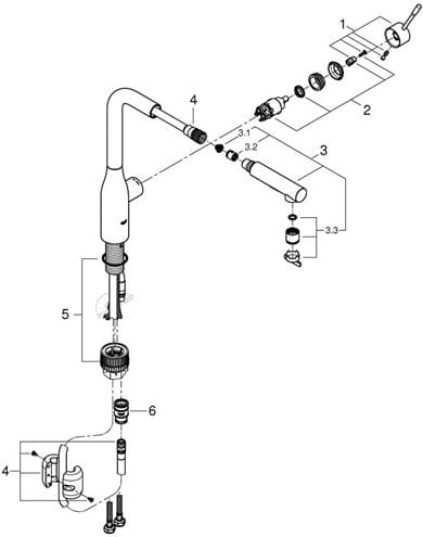 GROHE ESSENCE NEW dřezová baterie, s vytahovací sprškou, hard graphite 30504A00 Obrázek - fotka