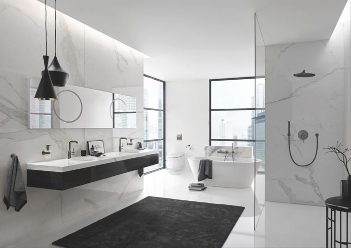 GROHE ESSENCE NEW vanová podomítková baterie, s přepínačem, kartáčovaný hard graphite 24167AL1 Obrázek - fotka