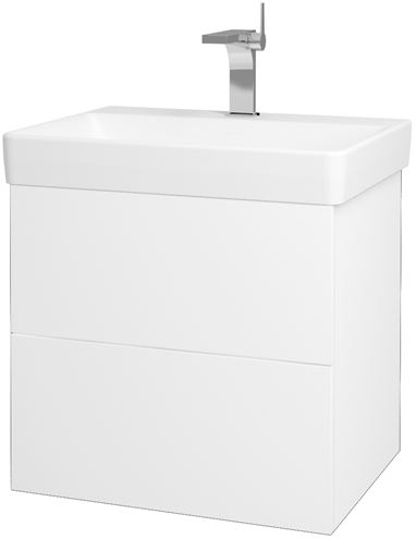 DŘEVOJAS VARIANTE SZZ2 60 skříňka pod umyvadlo 56x44x52 cm, 2 zásuvky, Push-open, bílá lesk/bílá vysoký lesk 163075-T31 Obrázek - Hlavní obrázek