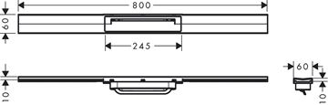 HANSGROHE 800 RAINDRAIN FLEX vrchní sada sprchového žlabu, zkracovatelný, pro instalaci volně na plochu, matná bílá 56044700 Technický nákres