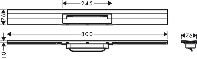 HANSGROHE 800 RAINDRAIN FLEX vrchní sada sprchového žlabu, zkracovatelný, pro instalaci ke stěně, kartáčovaný bronz 56051140 Technický nákres