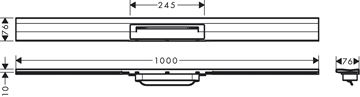 HANSGROHE 1000 RAINDRAIN FLEX vrchní sada sprchového žlabu, zkracovatelný, pro instalaci ke stěně, matná černá 56053670 Technický nákres