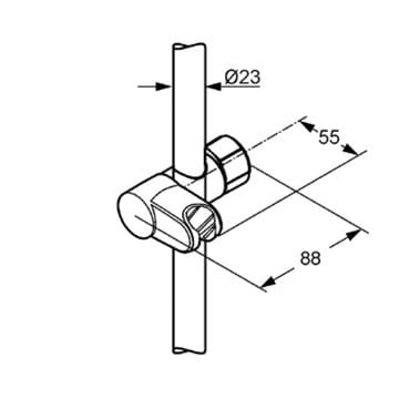 KLUDI nástěnný otočný držák ruční sprchy, chrom 7486905-00 Technický nákres