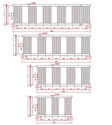 EASY KD koupelnový radiátor 800/450, středové připojení, bílá EA 450/800S Technický nákres