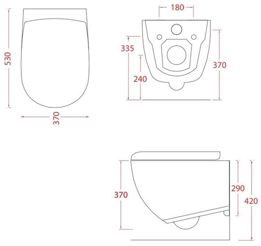 ARTCERAM FILE 2.0 závěsné WC, Rimless splachování, lesklá bílá  FLV004 01,30 Technický nákres