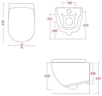 ARTCERAM FILE 2.0 závěsné WC, Rimless splachování, lesklá bílá  FLV004 01,30 Technický nákres