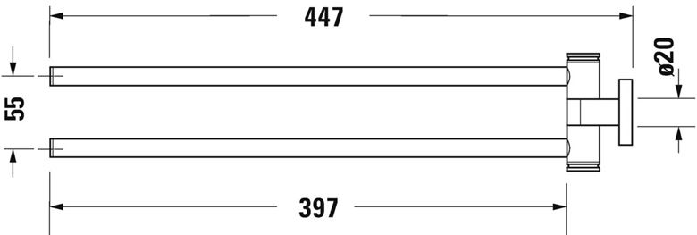 DURAVIT D-CODE držák ručníku 447 mm, dvojramenný, otočný, chrom 0099221000 Technický nákres