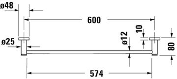 DURAVIT D-CODE držák ručníku 645 mm, chrom 0099241000 Technický nákres