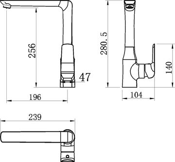NOVASERVIS NOBLESS TINA dřezová baterie, bílá/chrom 38714,1 Technický nákres