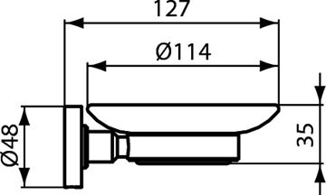 IDEAL STANDARD IOM mýdlenka, nástěnná, sklo, chrom A9123AA Technický nákres
