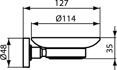 IDEAL STANDARD IOM mýdlenka, nástěnná, sklo, chrom A9123AA Technický nákres