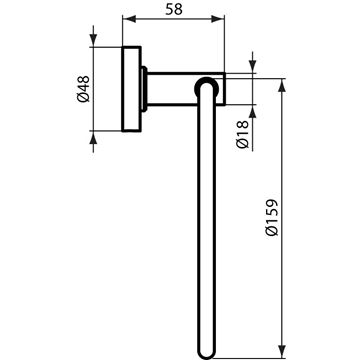 IDEAL STANDARD IOM držák ručníku 159 mm, chrom A9130AA Technický nákres