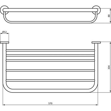IDEAL STANDARD IOM držák ručníků 570 mm, chrom A9106AA Technický nákres