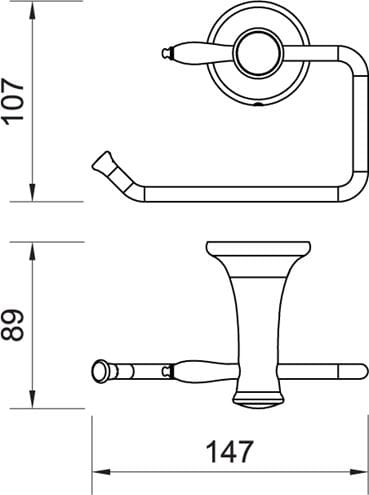 NOVASERVIS FERRO ANTICA držák toaletního papíru, nástěnný, bronz AAI33BR Technický nákres