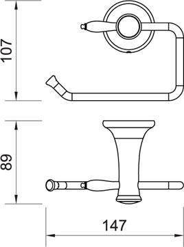 NOVASERVIS FERRO ANTICA držák toaletního papíru, nástěnný, bronz AAI33BR Technický nákres