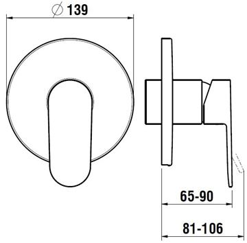 LAUFEN NEJA sprchová podomítková baterie, chrom H3315160040001 Technický nákres