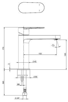 LAUFEN NEJA umyvadlová stojánková baterie, chrom H3115110041201 Technický nákres