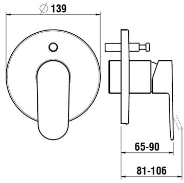 LAUFEN NEJA vanová podomítková baterie, s přepínačem, chrom H3215160040001 Technický nákres