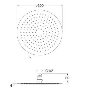 CRISTINA SANDWICH PLUS horní sprcha pr. 300 mm, PVD, kartáčovaná nerez CRIPD00128 Technický nákres