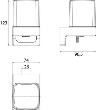 CONCEPT 300 dávkovač tekutého mýdla, nástěnný, sklo, chrom 010-8438 Technický nákres