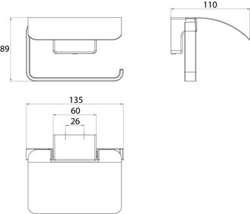 CONCEPT 300 držák toaletního papíru s krytem, nástěnný, chrom 010-8433 Technický nákres