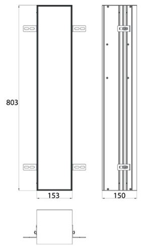 CONCEPT 300 nízká skříňka 15,3x15x80,3 cm, 1 dvířka, panty vlevo, Push-open, s držákem toaletního papíru, s WC štětkou, k obložení 015-2077 Technický nákres