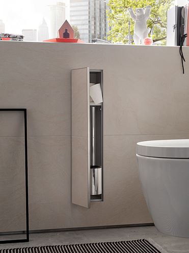 CONCEPT 300 nízká skříňka 15,3x15x80,3 cm, 1 dvířka, panty vlevo, Push-open, s držákem toaletního papíru, s WC štětkou, k obložení 015-2071 Obrázek - fotka