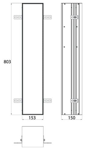 CONCEPT 300 nízká skříňka 15,3x15x80,3 cm, 1 dvířka, panty vpravo, Push-open, s držákem toaletního papíru, s WC štětkou, k obložení 015-2072 Technický nákres