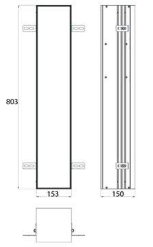 CONCEPT 300 nízká skříňka 15,3x15x80,3 cm, 1 dvířka, panty vpravo, Push-open, s držákem toaletního papíru, s WC štětkou, k obložení 015-2072 Technický nákres