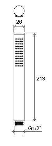 RAVAK 957.20 ruční sprcha 213 mm, Air, matná černá X07P573 Technický nákres